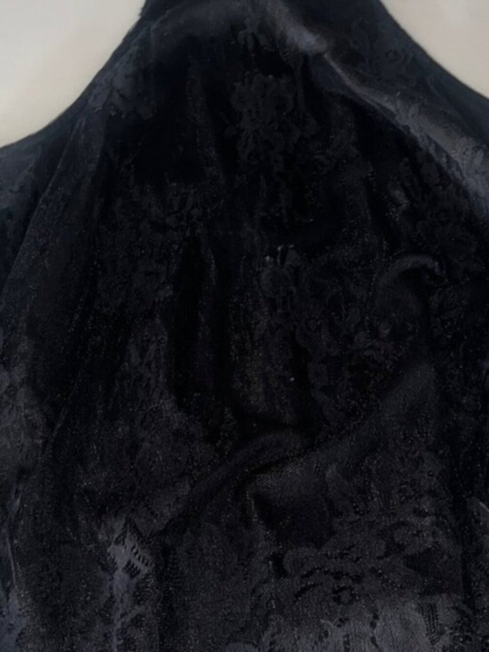 Parker Black Floral Lace Halter Top Detachable Bow Scalloped Hem Small - Picture 8 of 10